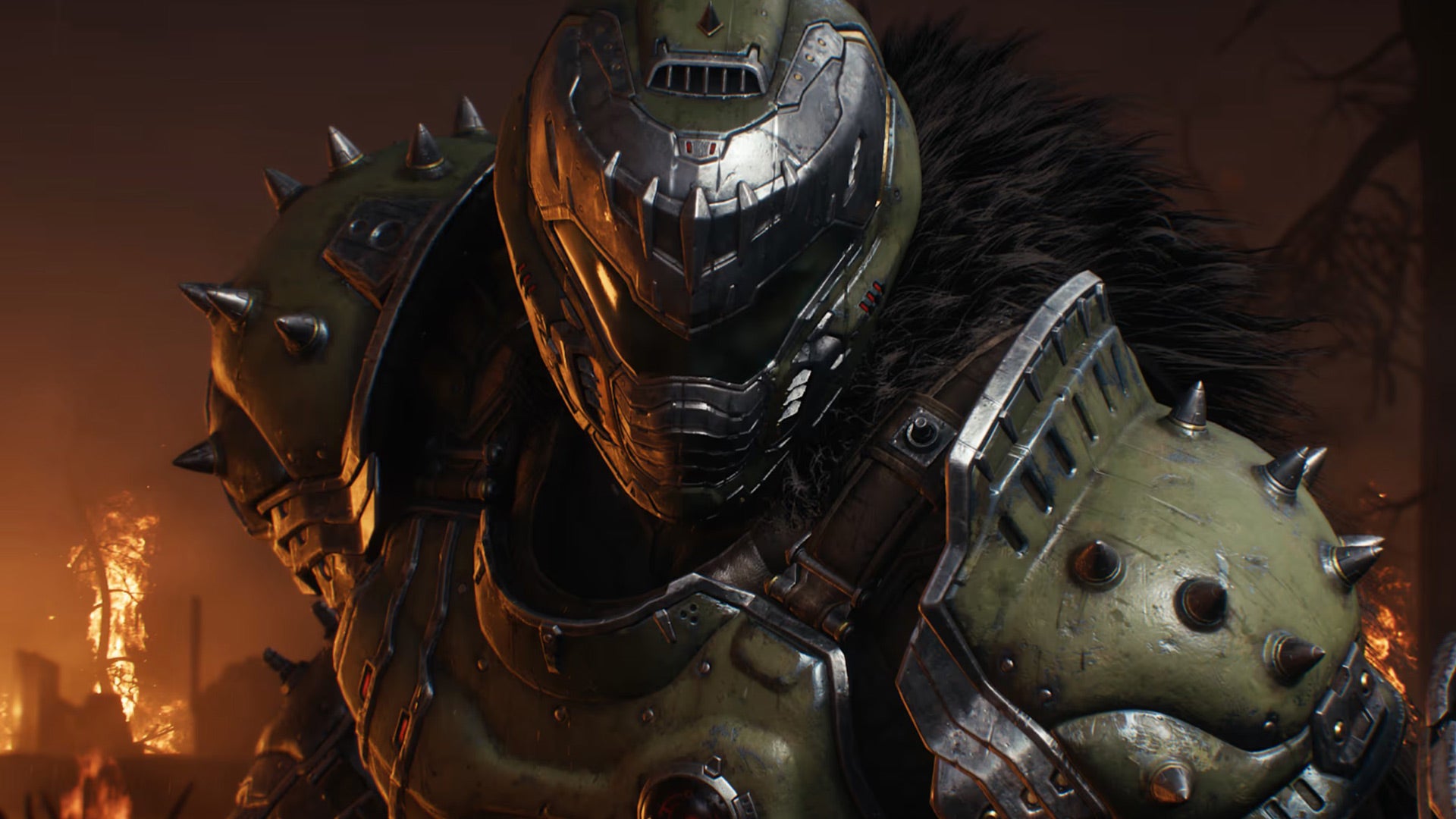 Ο δολοφόνος του Doom κοιτάζει την κάμερα.